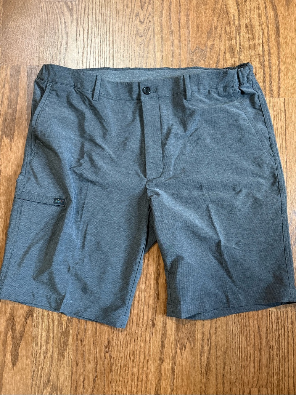 Greg Norman Men's Gray Stretch Chino Shorts Flat Front Solid Slash Pockets